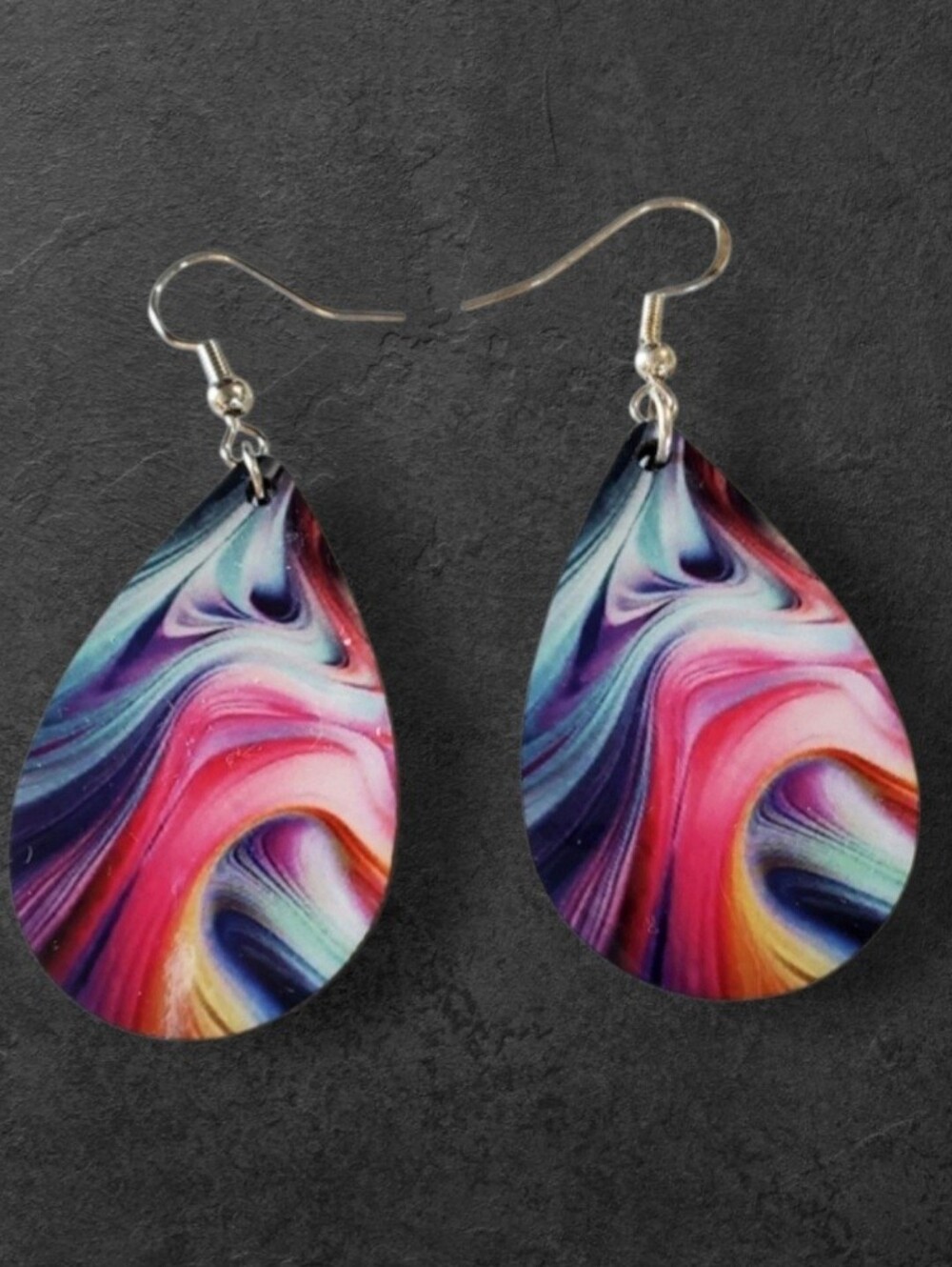 Abstract Print Teardrop Earrings